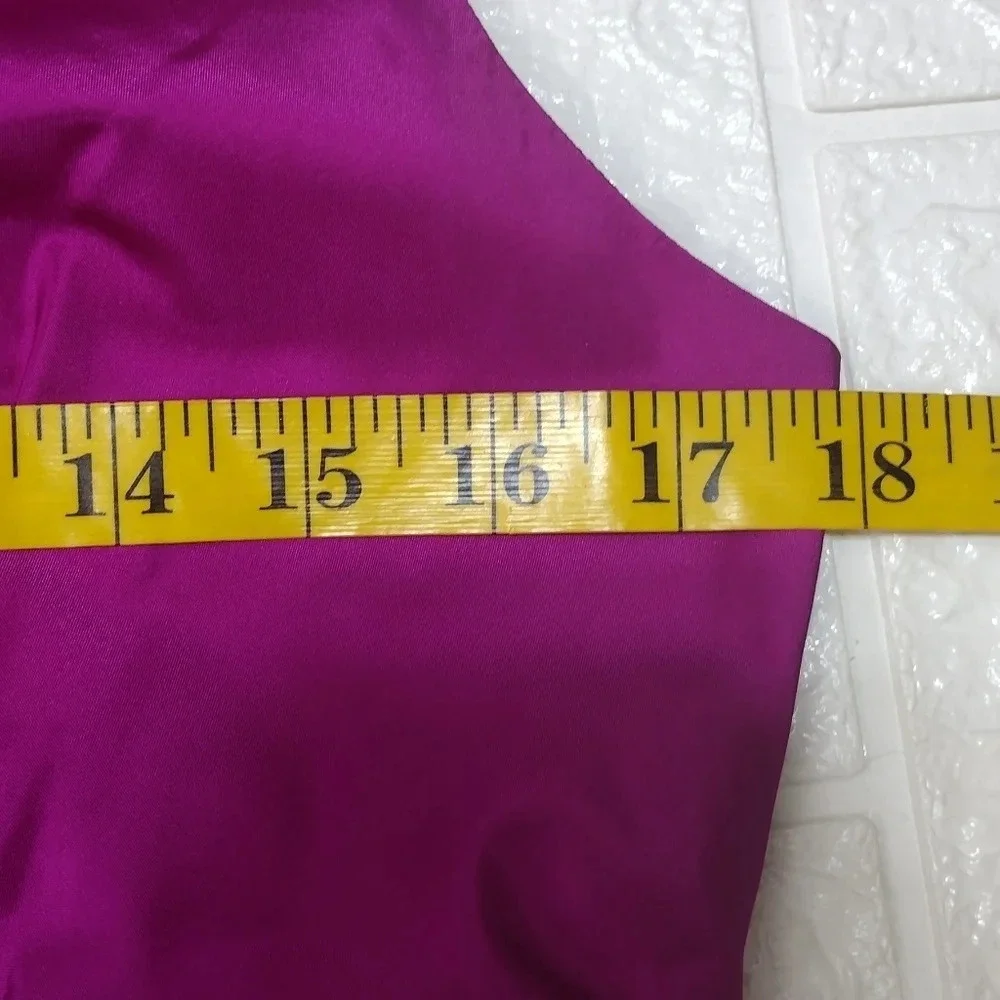 Women Kate Spade Accent Bow Fuchsia Silk Sleeveless Rear Zip Casual Dress Size 8